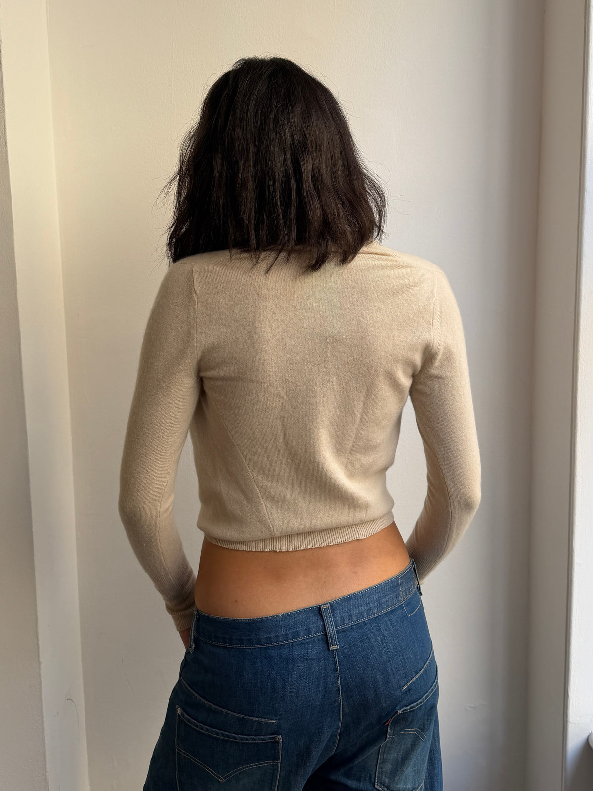 Nude Cashmere Cowl Neck Long Sleeve Top
