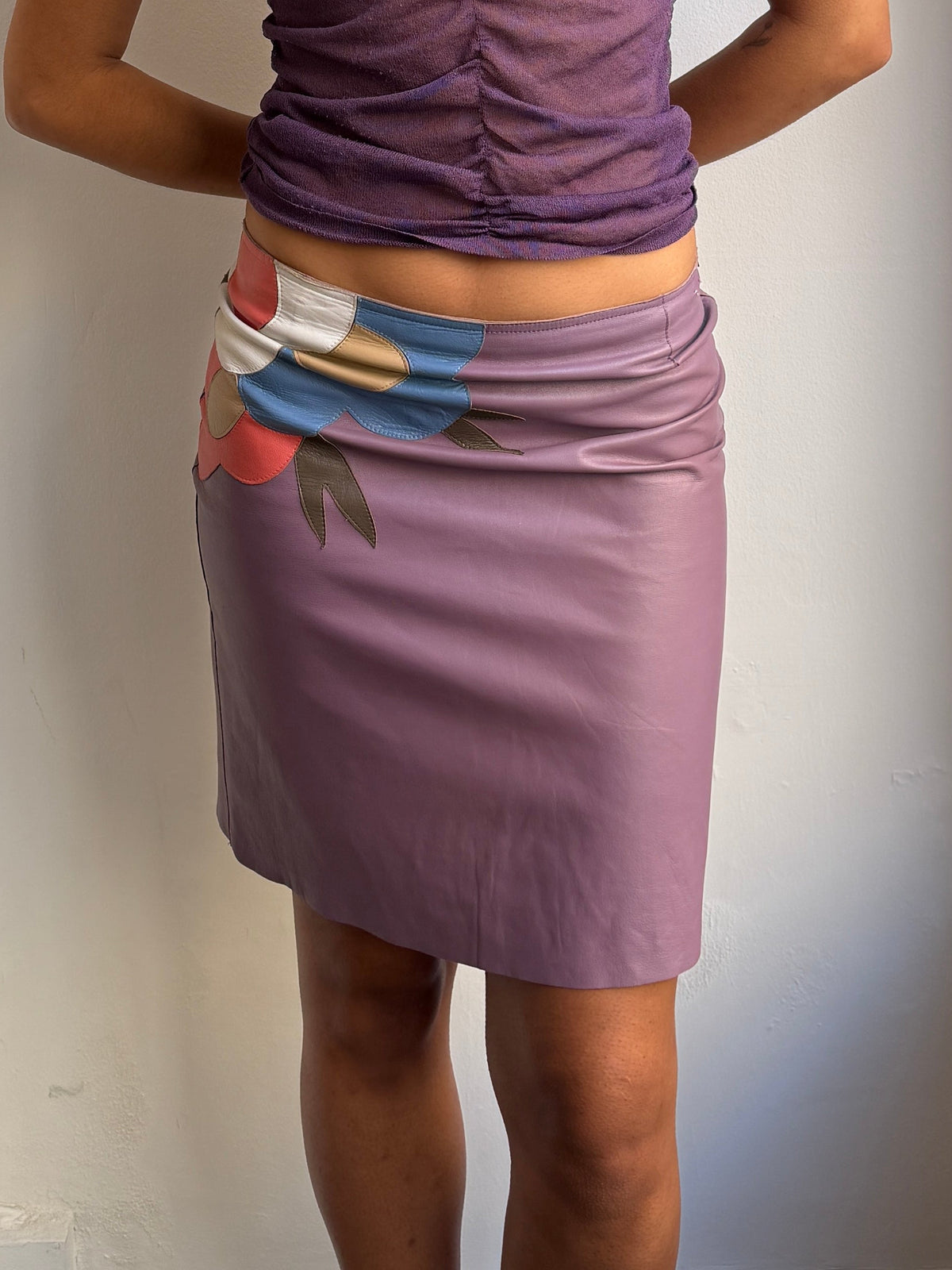 Fendissime  Lilac Leather Skirt