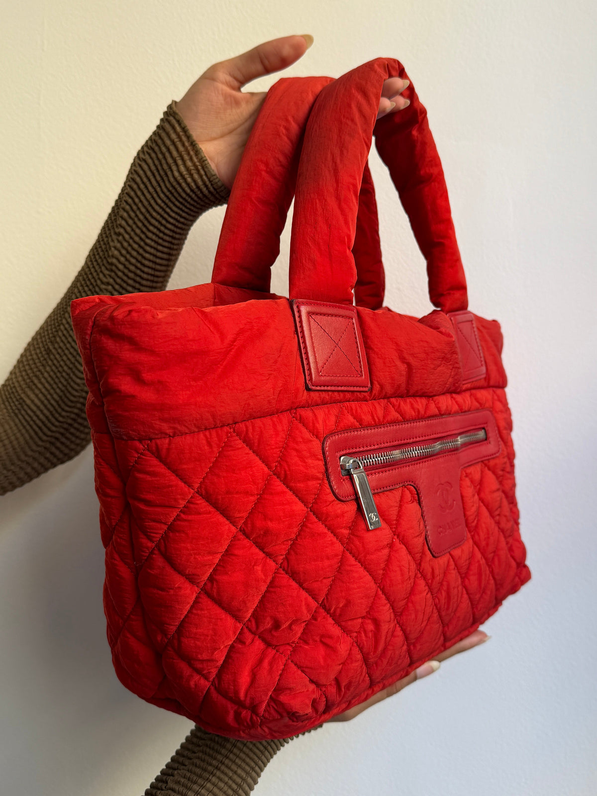 Chanel Red Coco Cocoon Quilted Tote Bag