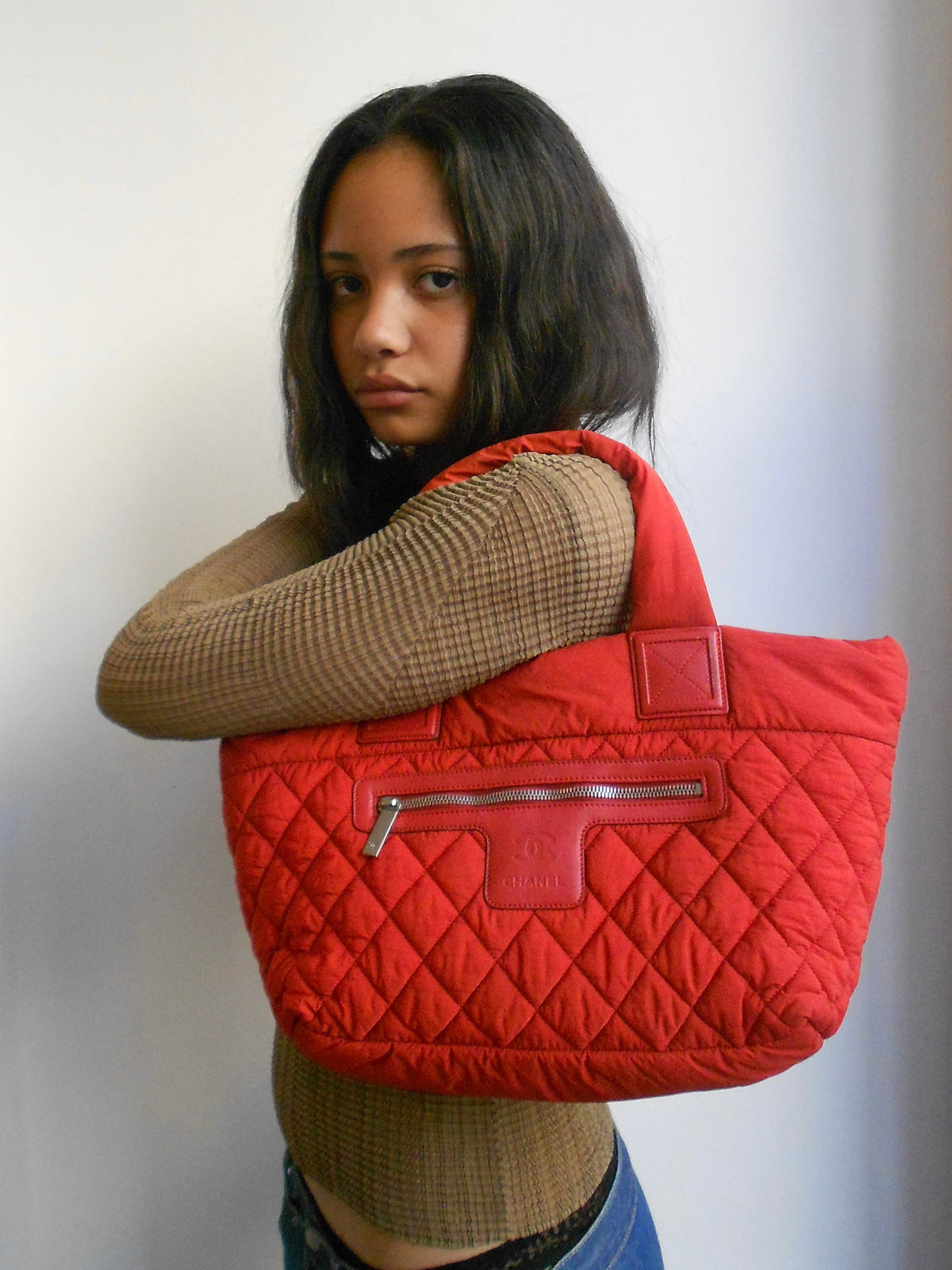 Chanel Red Coco Cocoon Quilted Tote Bag
