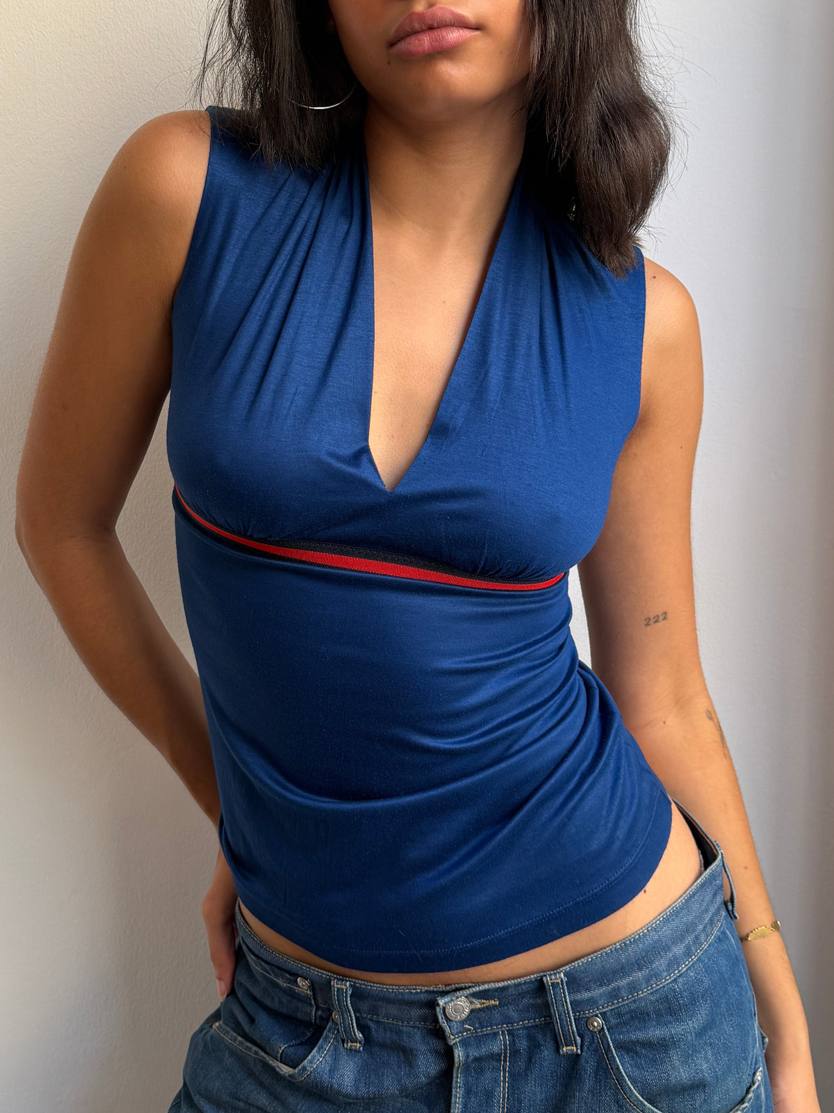 Gucci Navy V-neck Vest Top