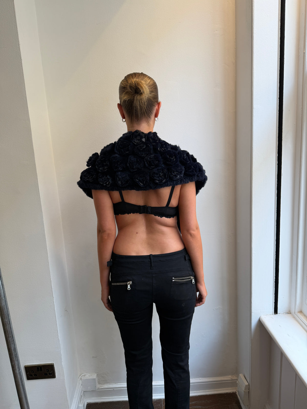 Navy Rosette Capelet