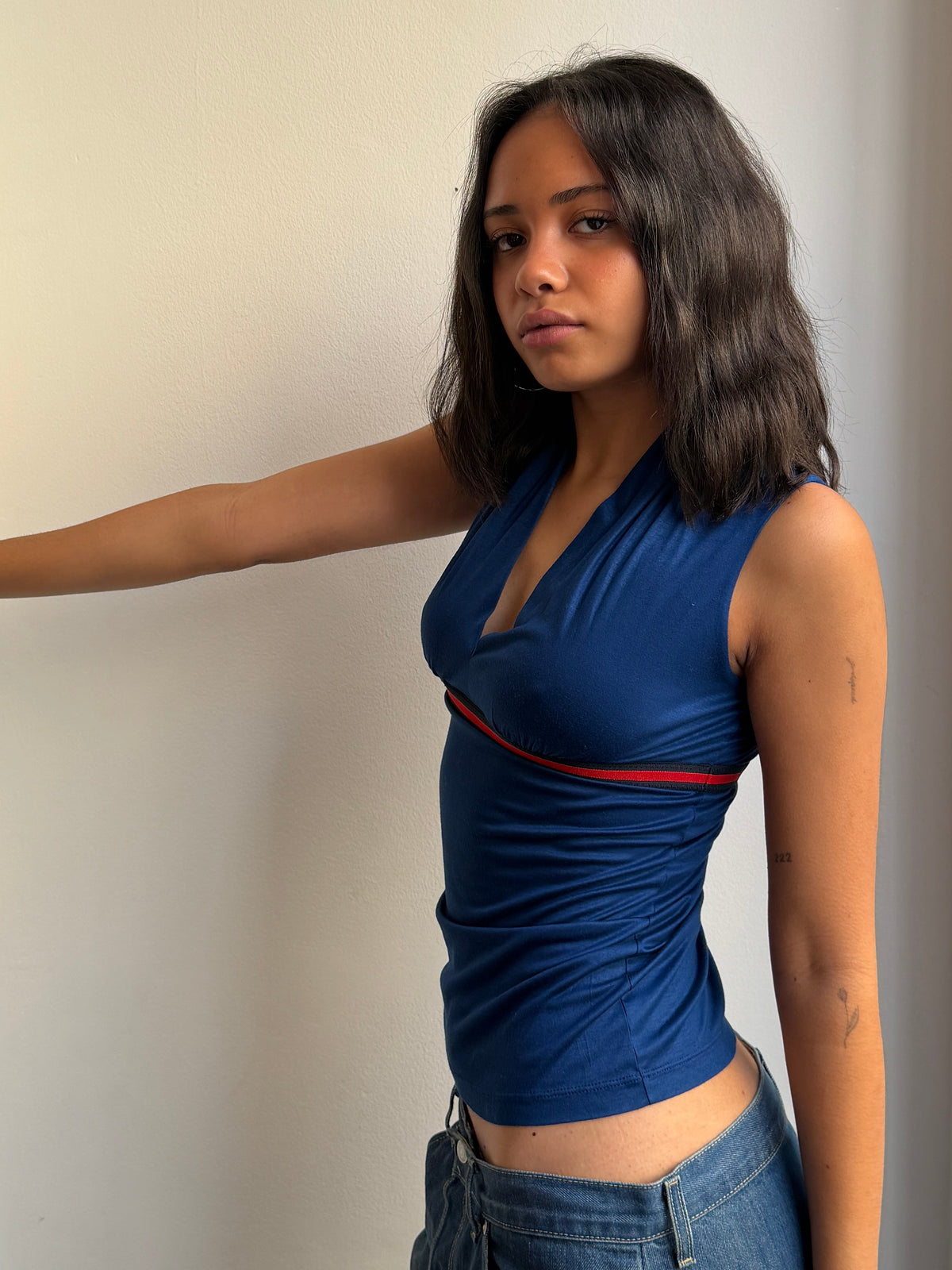 Gucci Navy V-neck Vest Top