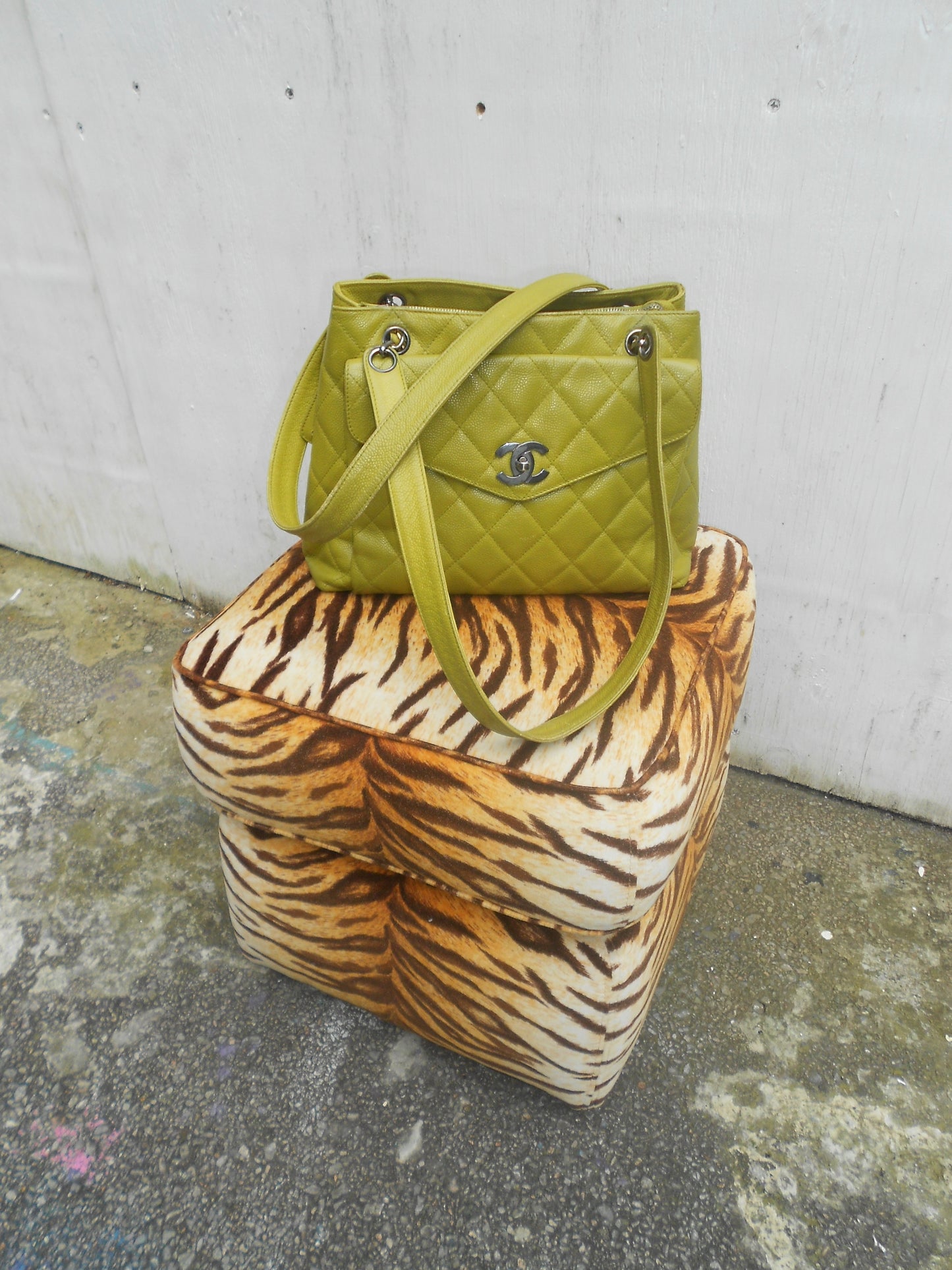 Chanel Green 2007 Caviar Leather Bag