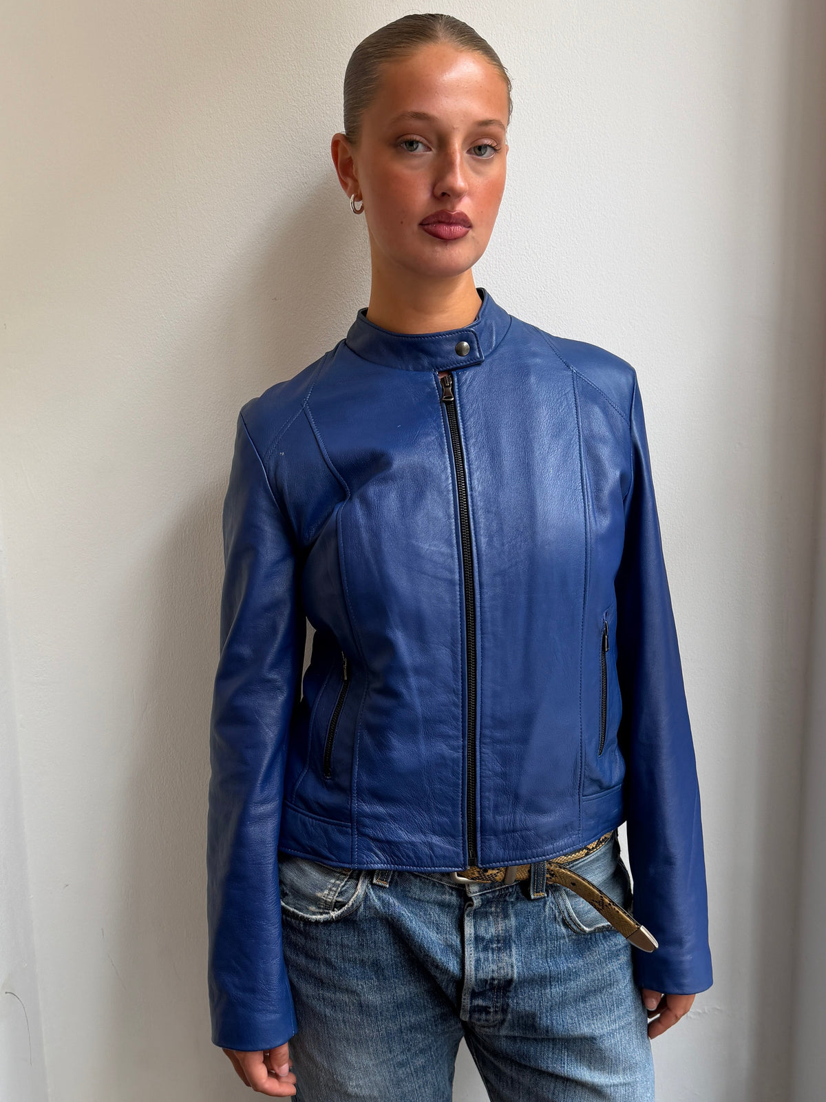 Royal Blue Leather Jacket