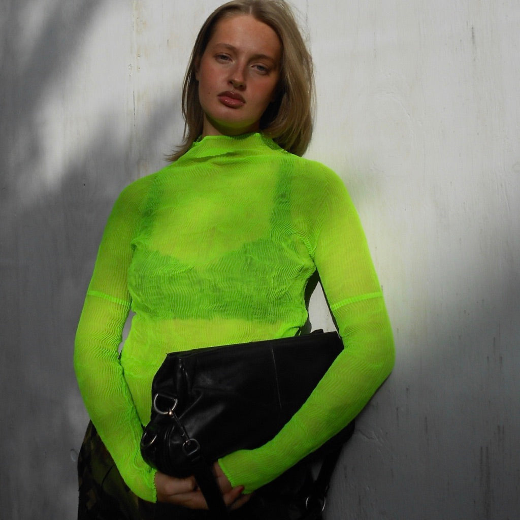 Issey Miyake Lime Green Pleats Please Top