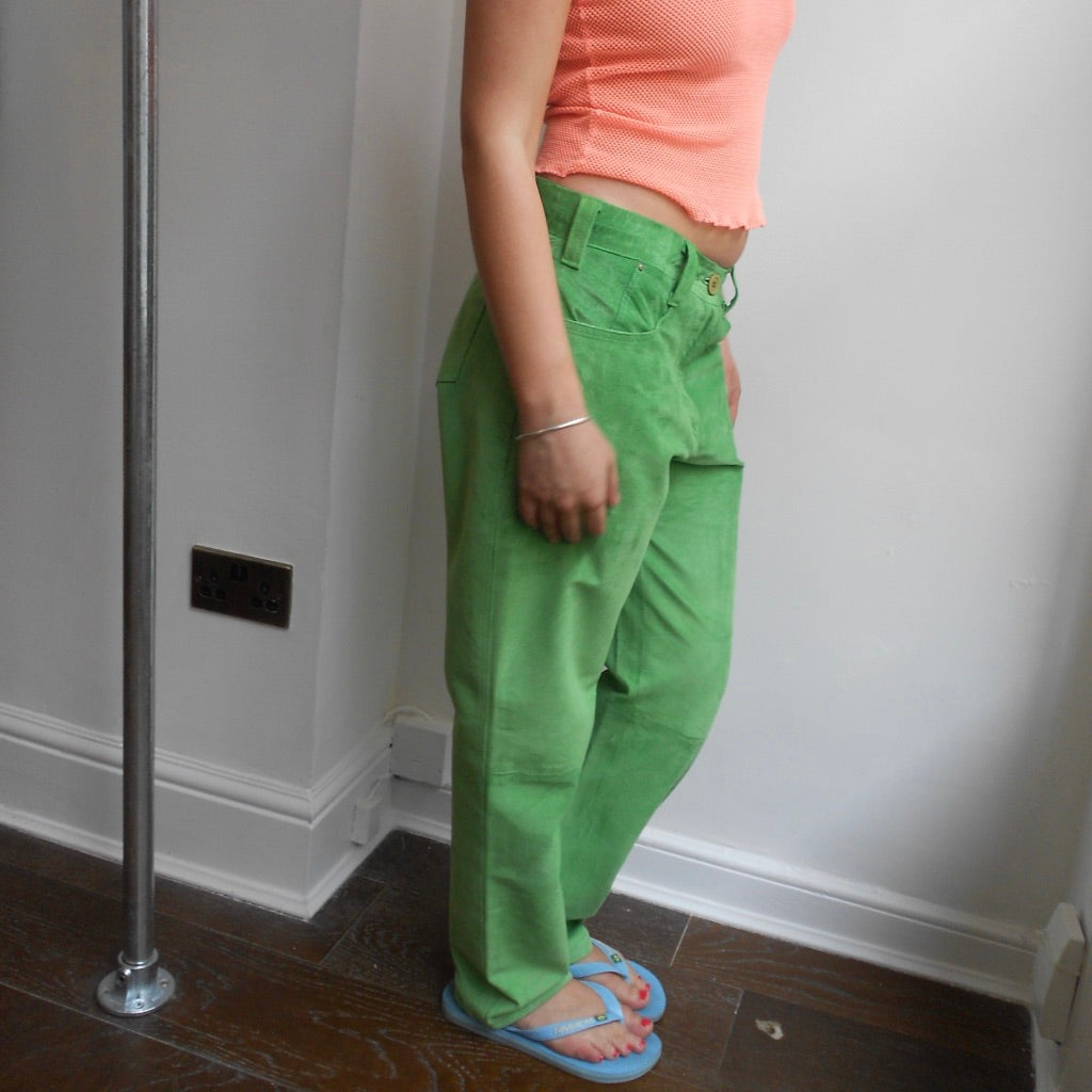 Green suede Trousers