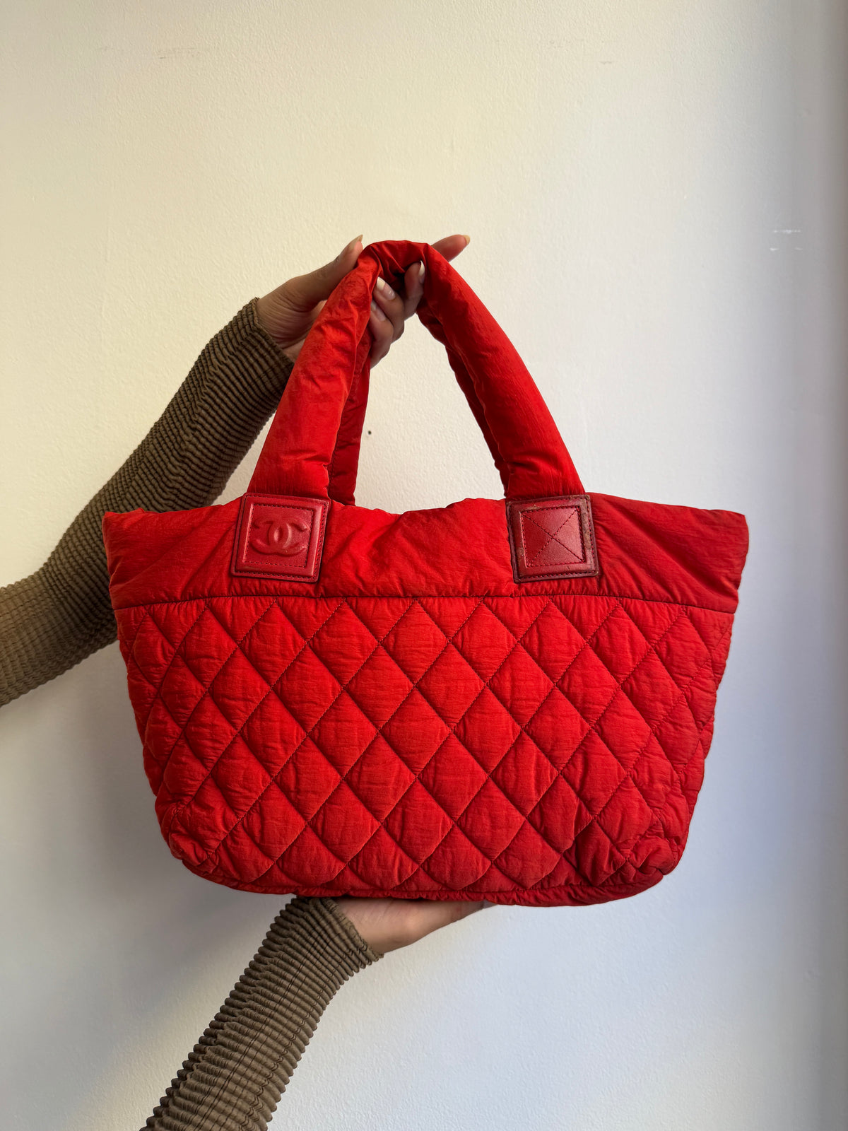 Chanel Red Coco Cocoon Quilted Tote Bag
