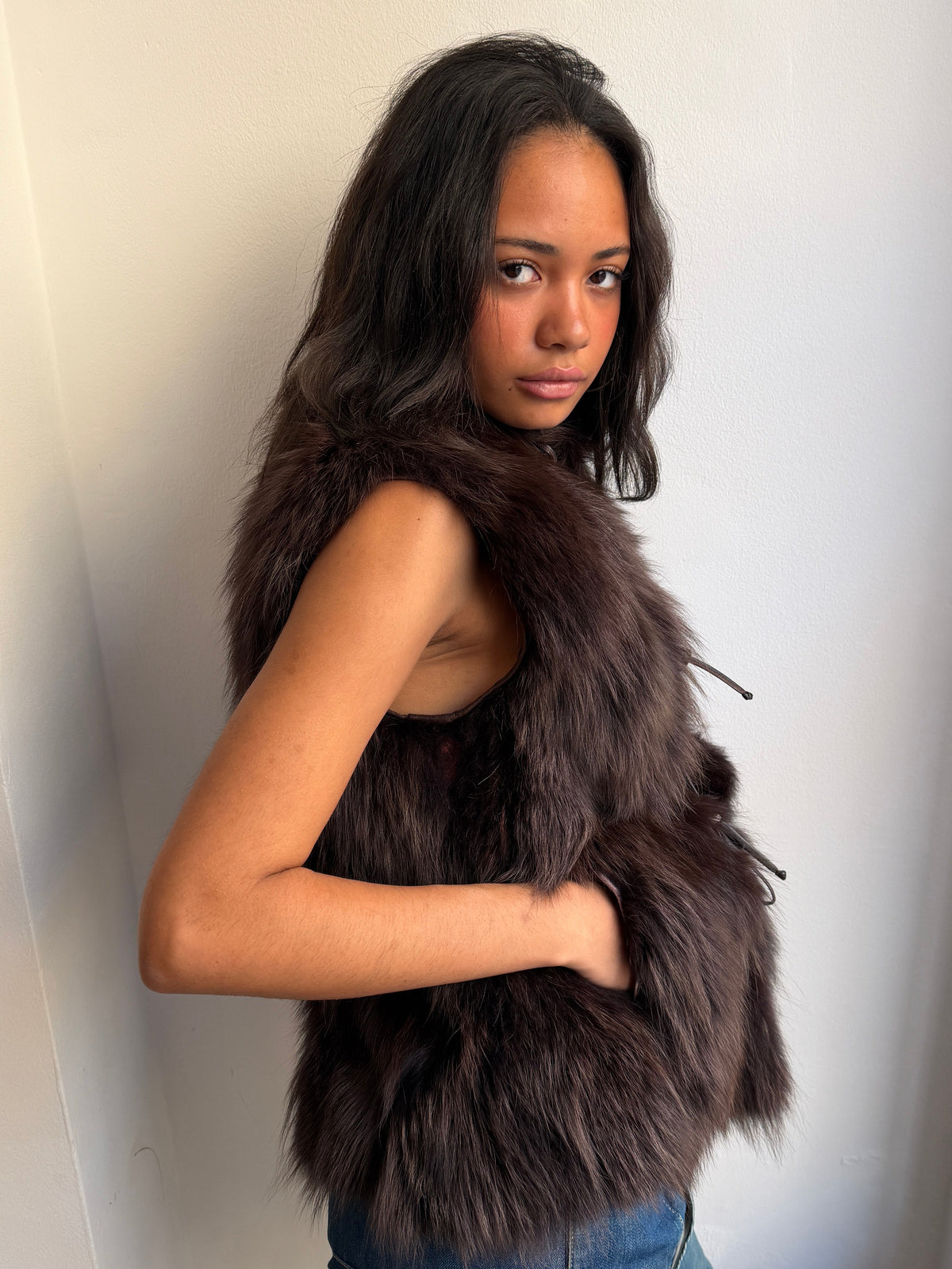 Brown Fur Waist Coat