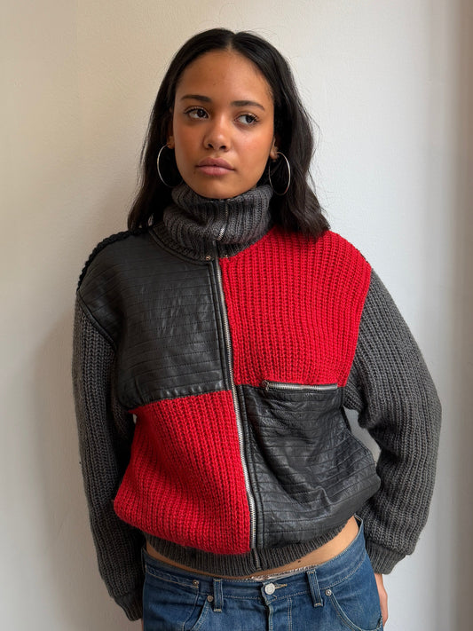 Iceberg Knit and Leather Jacket
