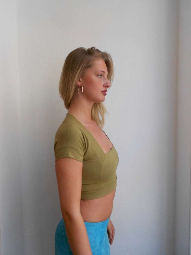 Plein Sud Khaki Squared Neck Top