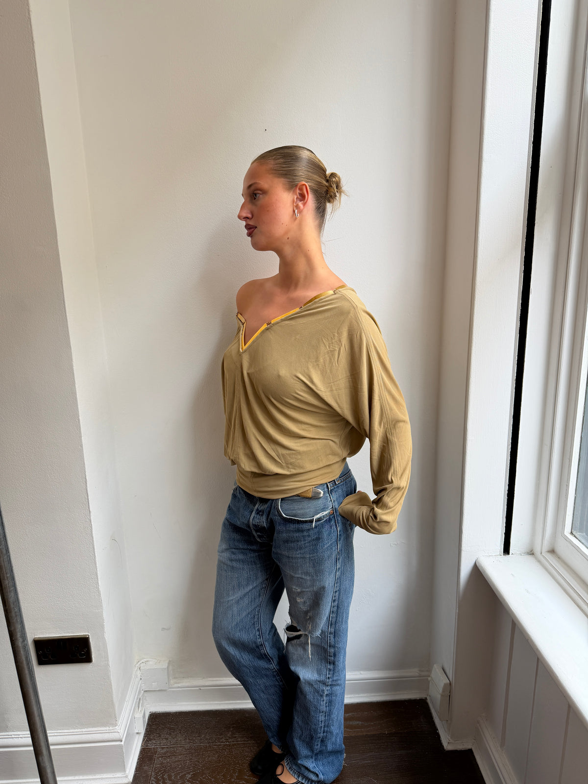 Dolce & Gabbana Gold Neckline Top