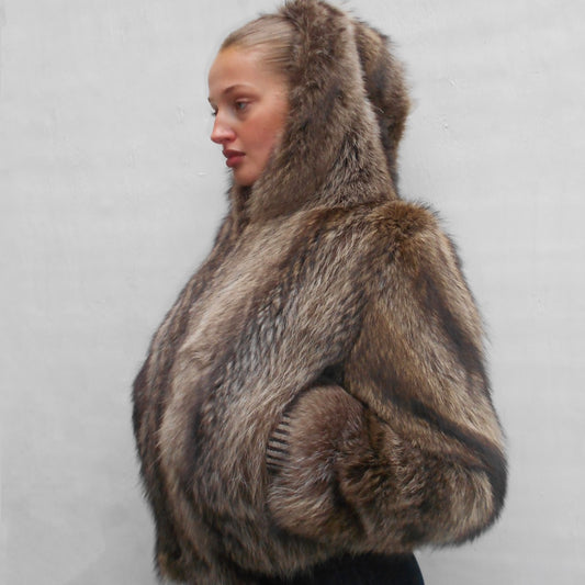 Vintage Fur Hooded Jacket