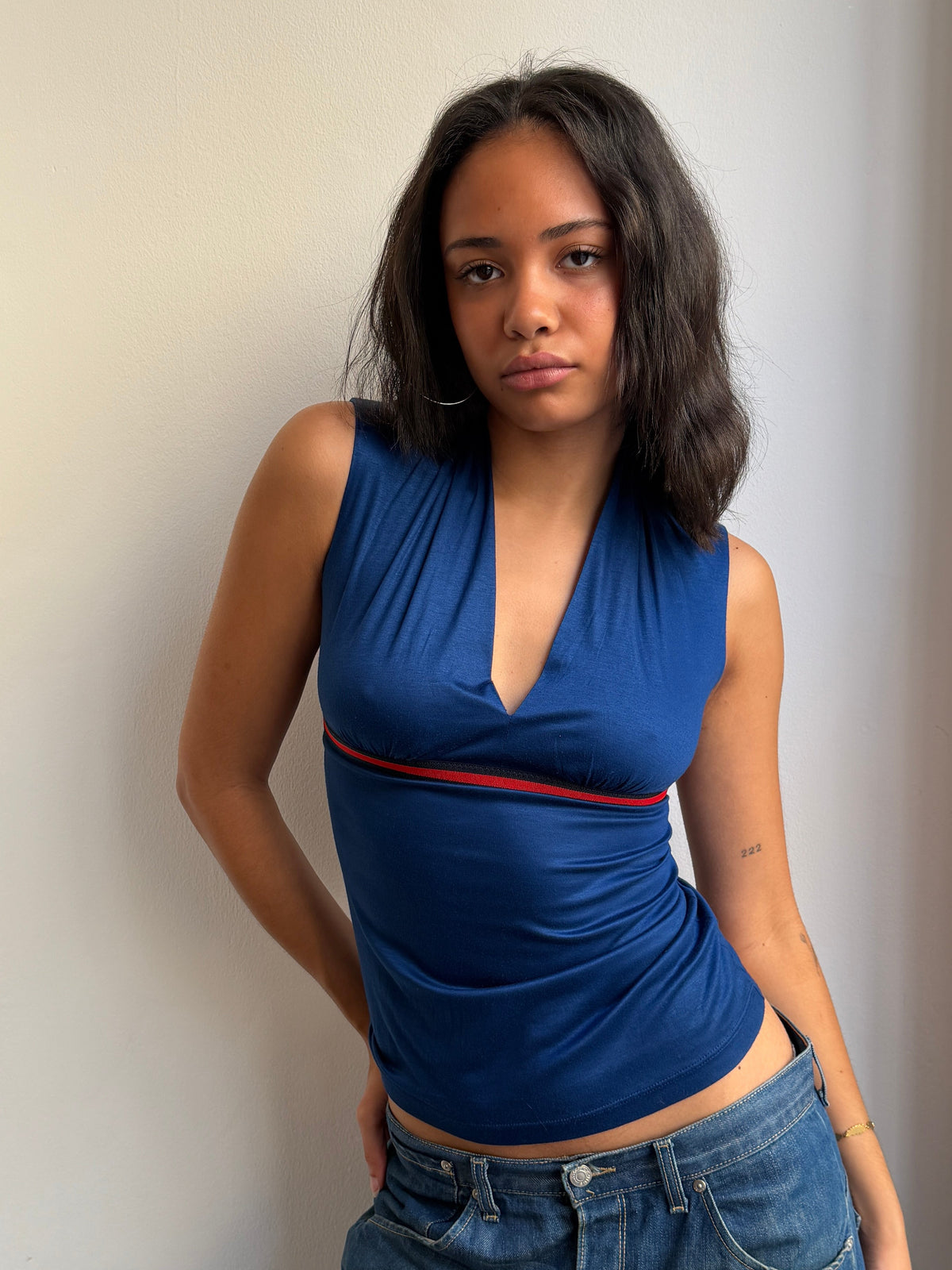 Gucci Navy V-neck Vest Top