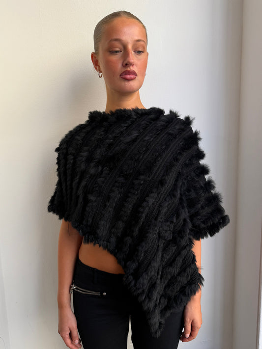 Black Fur Poncho