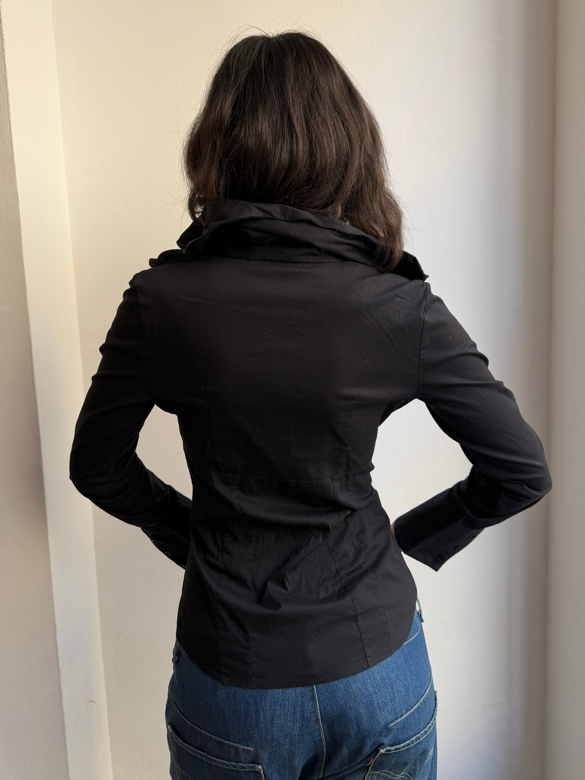 Primavera Black Structured Collar Shirt