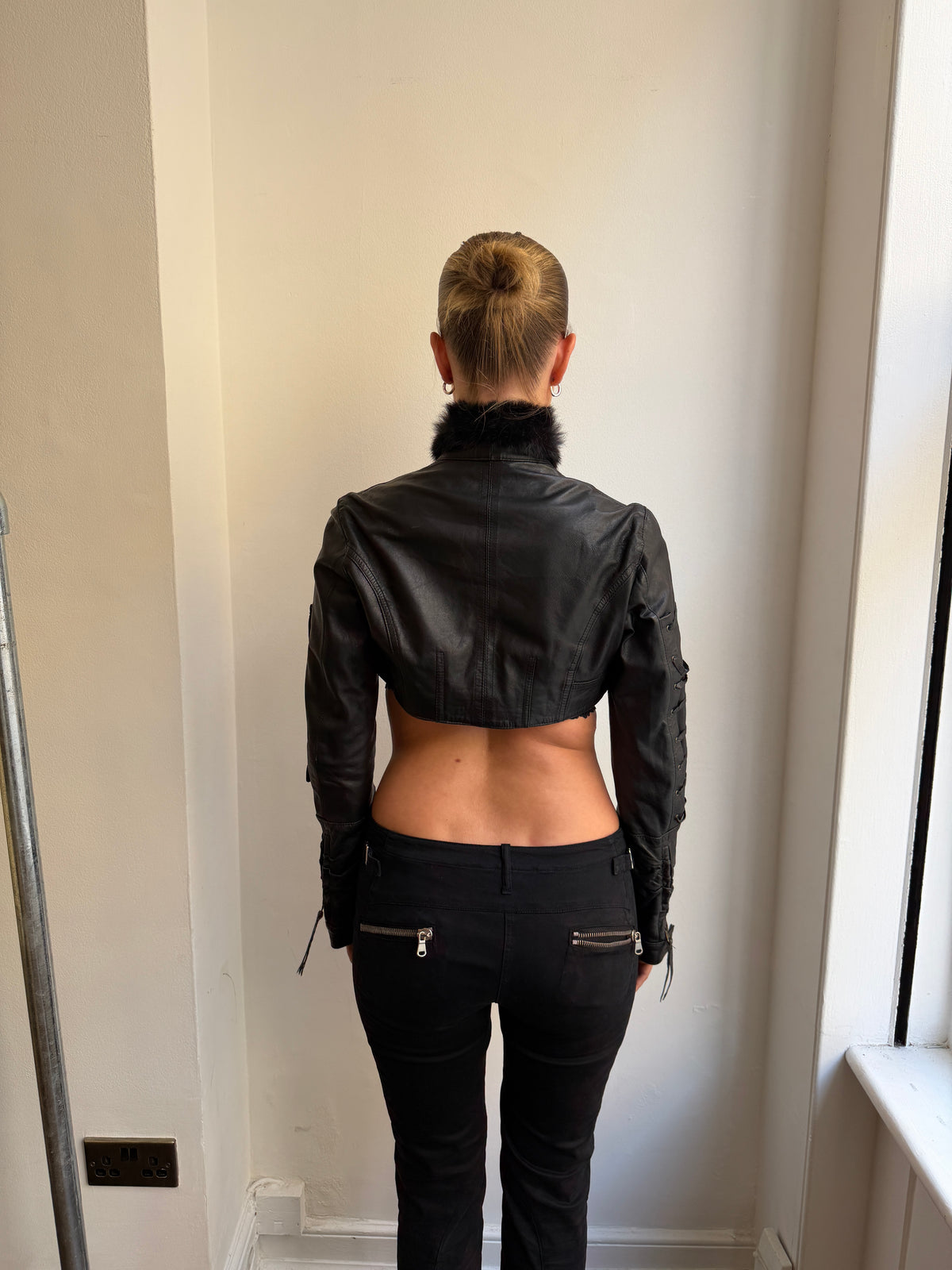 Black Leather Cropped Jacket