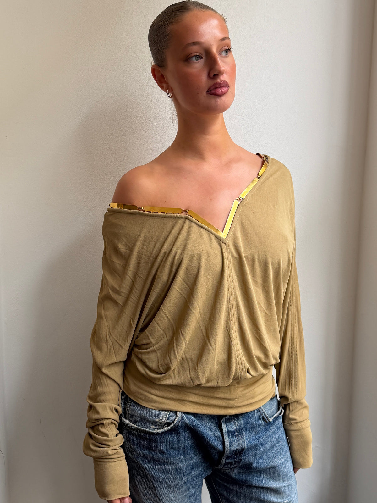 Dolce & Gabbana Gold Neckline Top