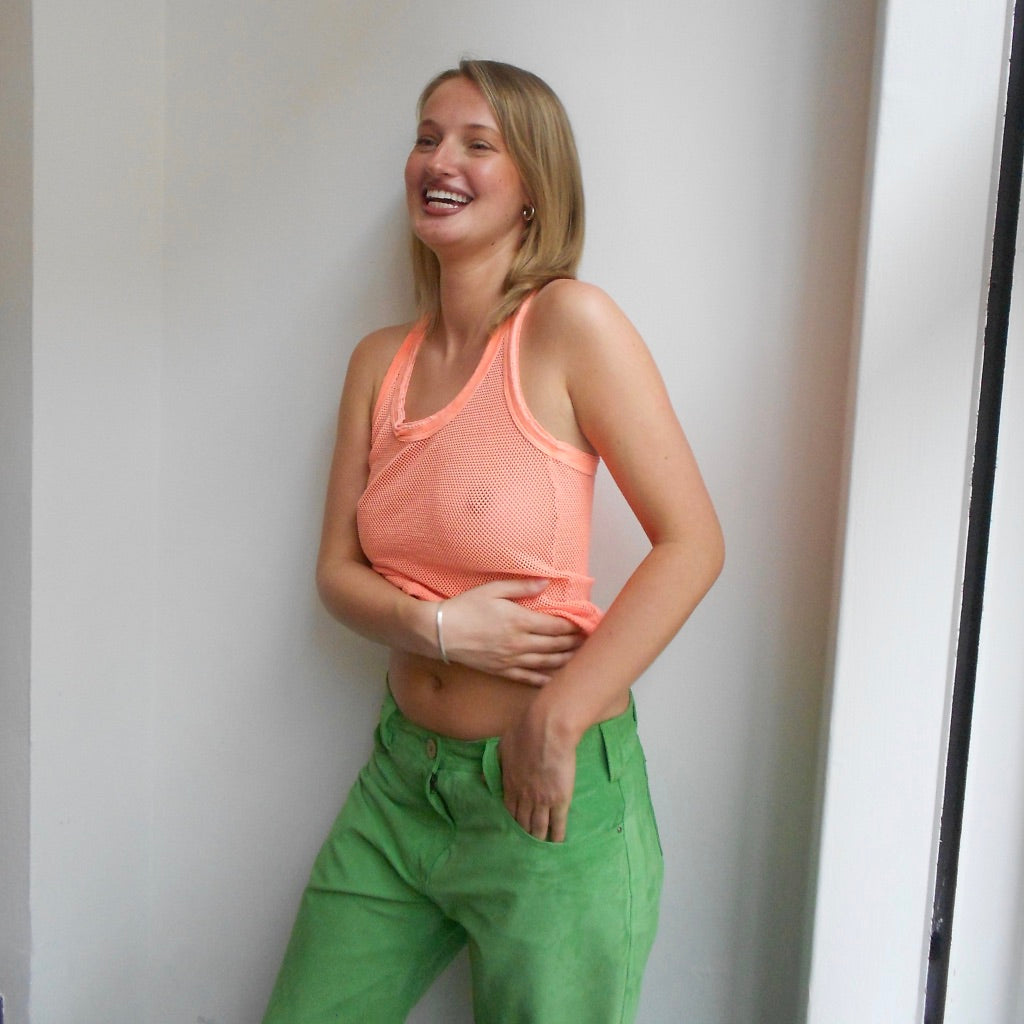 Coral Mesh Cropped Tank Top