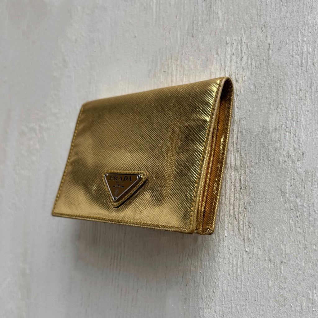 Prada Saffiano Leather Gold Wallet