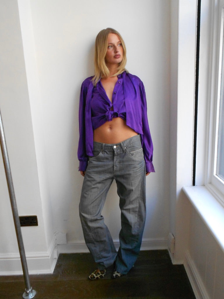 Thierry Mugler Purple Silk Shirt