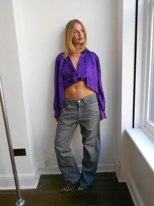Thierry Mugler Purple Silk Shirt