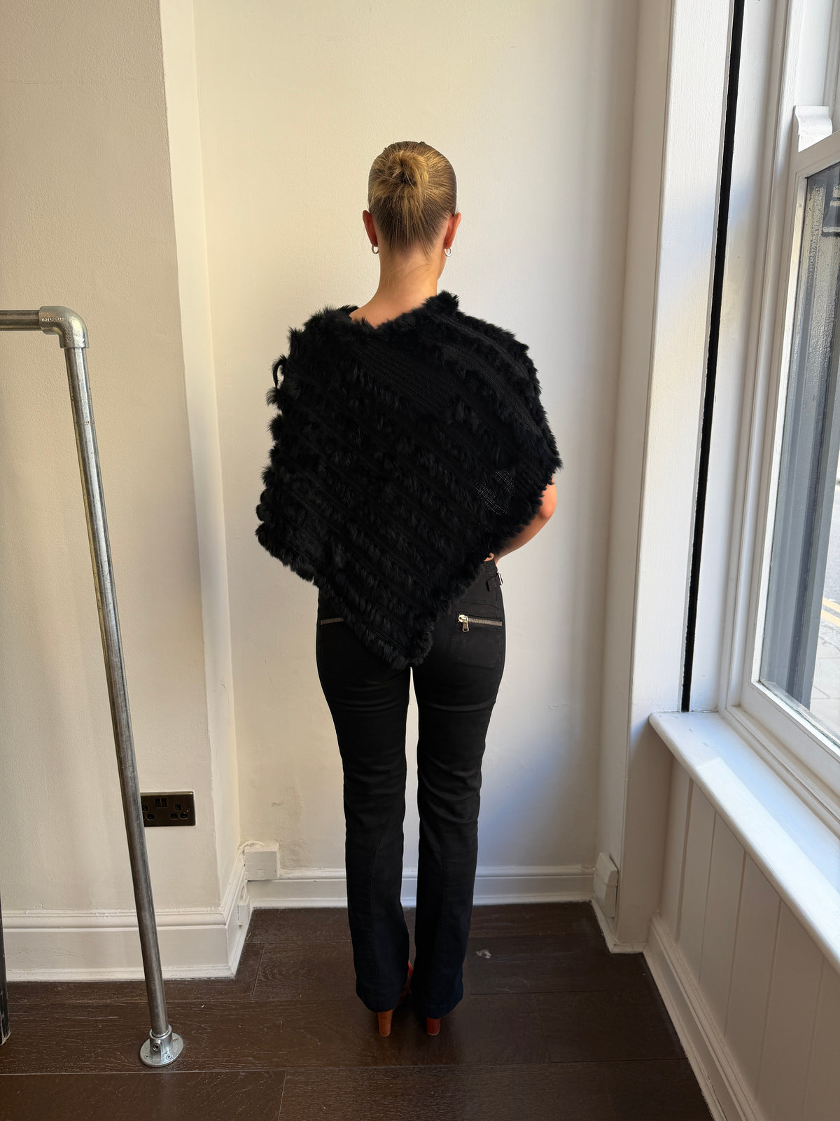 Black Fur Poncho
