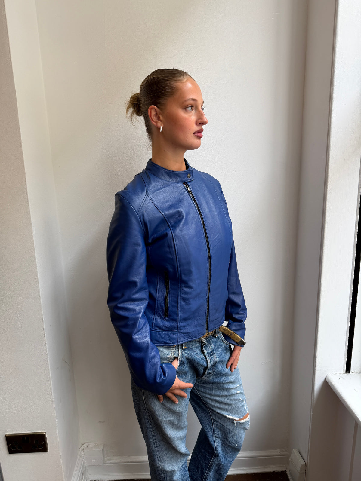 Royal Blue Leather Jacket