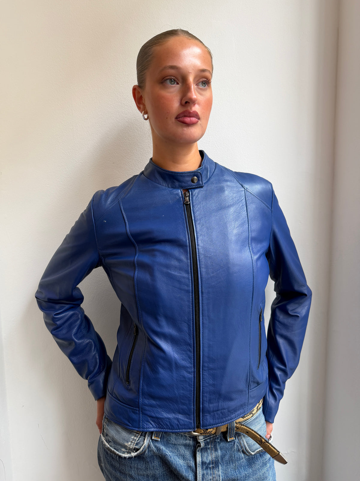 Royal Blue Leather Jacket