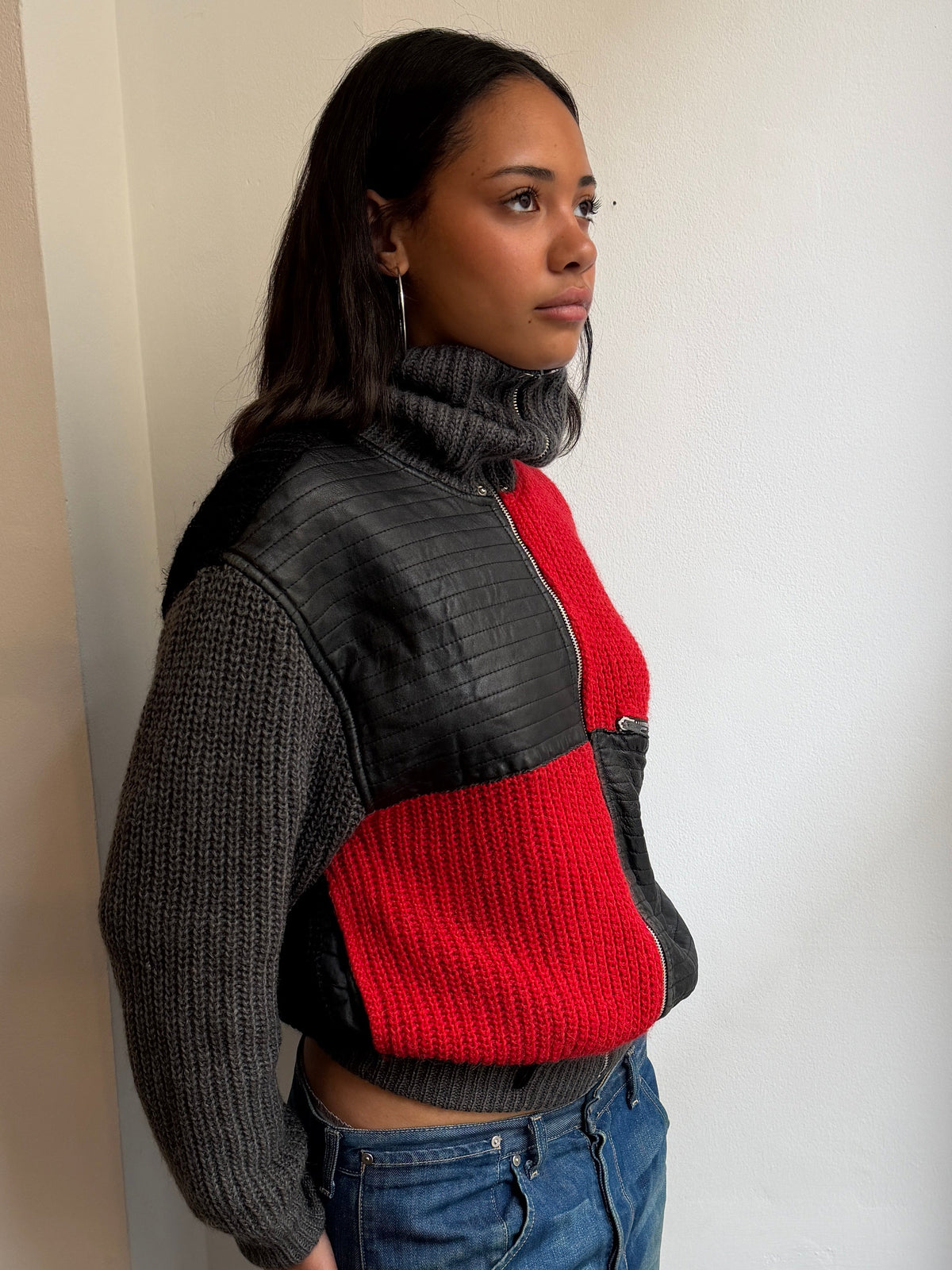 Iceberg Knit and Leather Jacket
