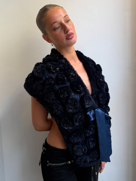 Navy Rosette Capelet