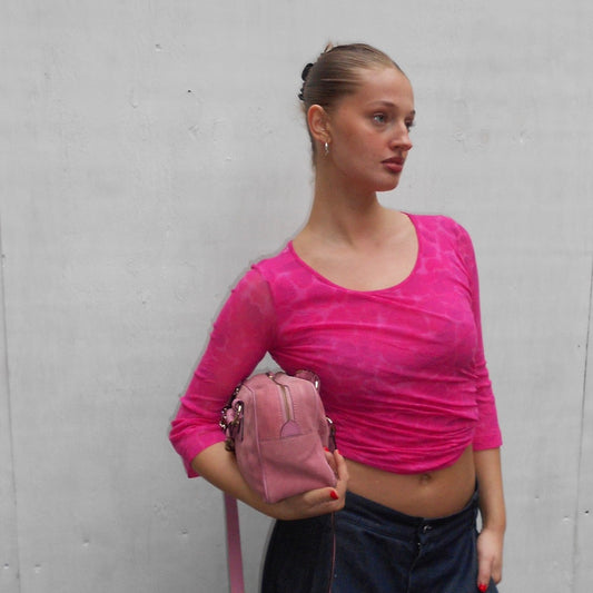 Cavalli Jeans Pink Mesh Top