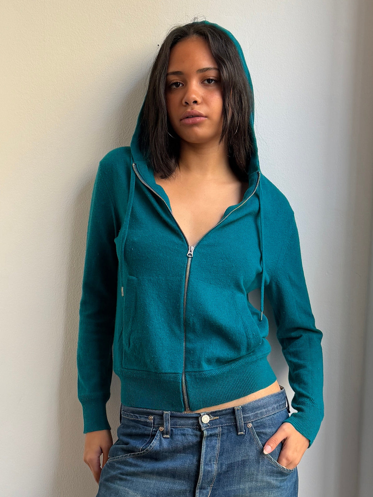 Burberry Teal Cashmere Hoodie