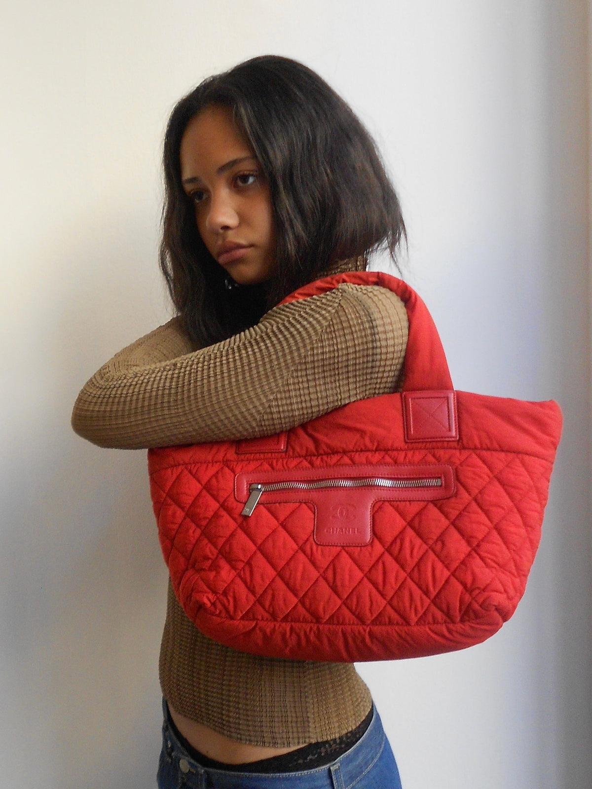 Chanel Red Coco Cocoon Quilted Tote Bag