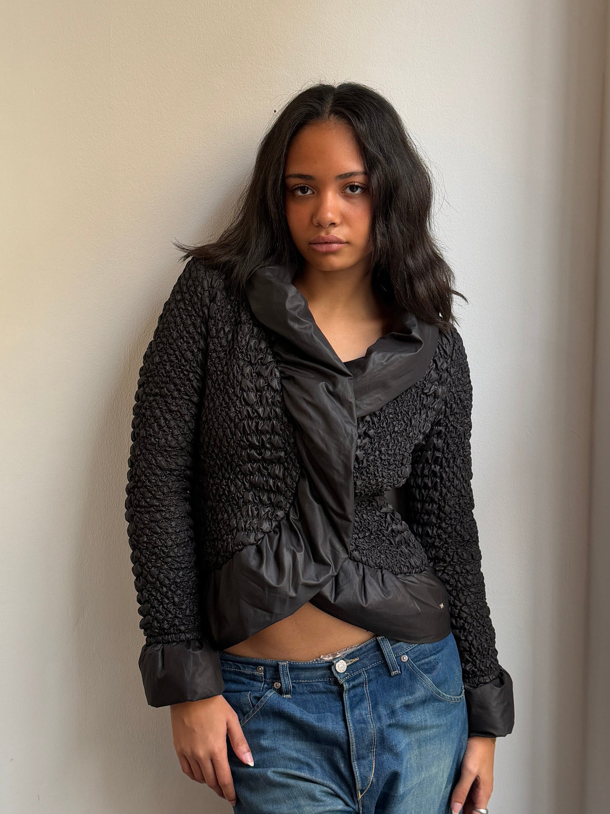Guess by Marciano Black Textured Puffer Jacket