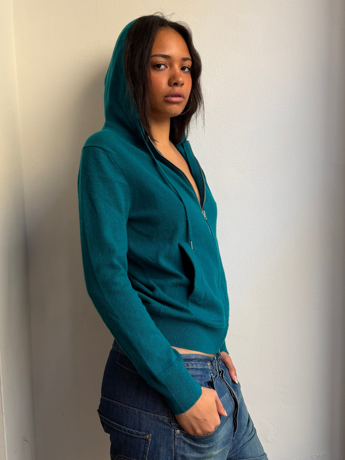 Burberry Teal Cashmere Hoodie