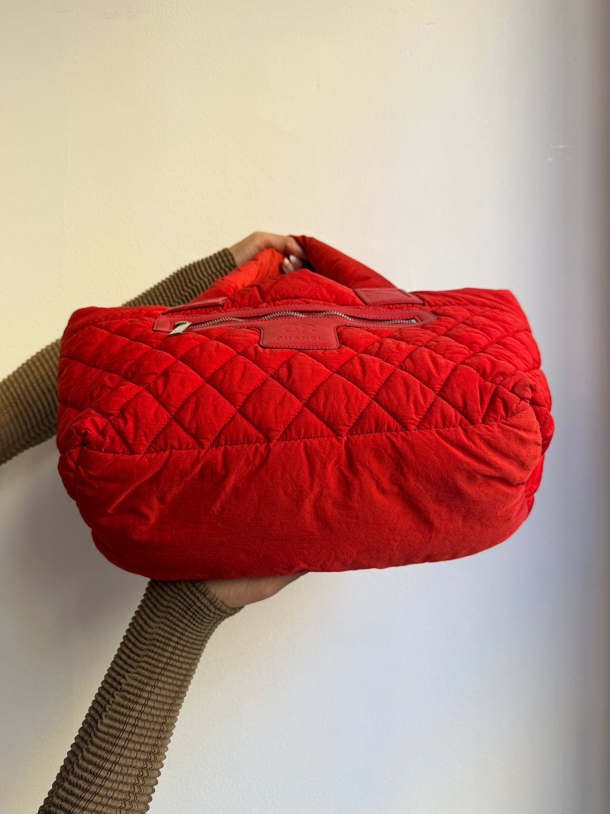 Chanel Red Coco Cocoon Quilted Tote Bag