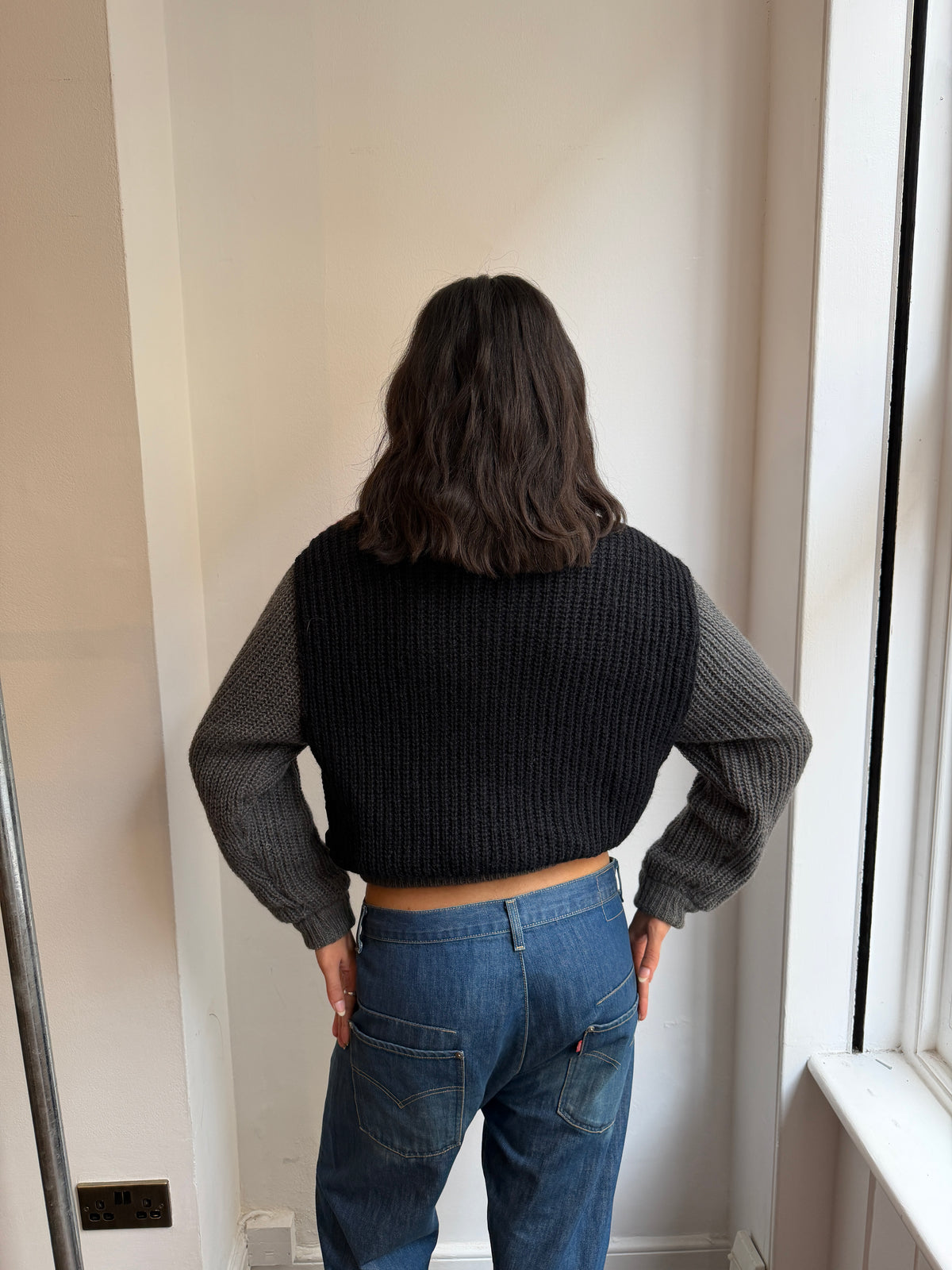 Iceberg Knit and Leather Jacket