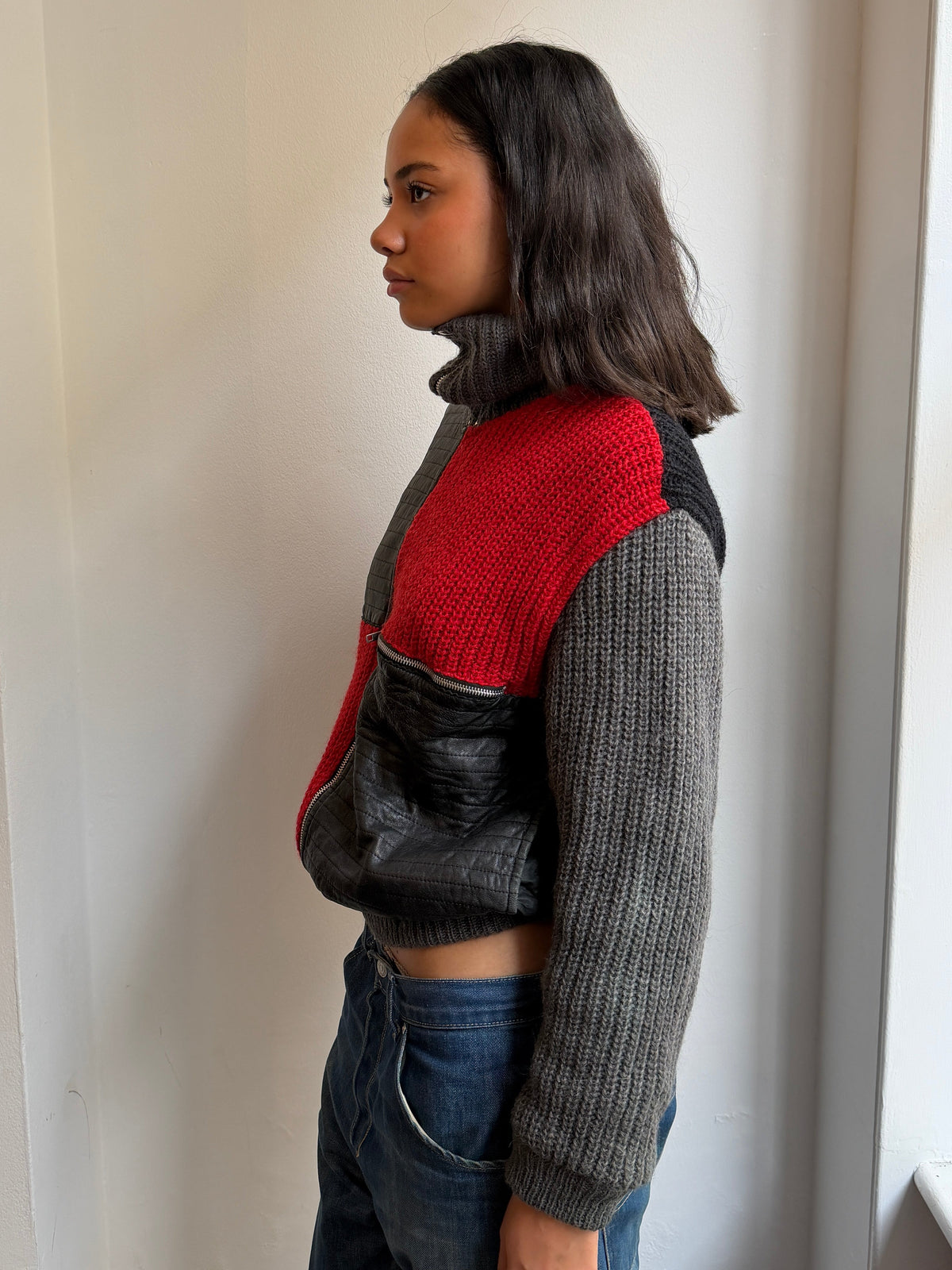 Iceberg Knit and Leather Jacket