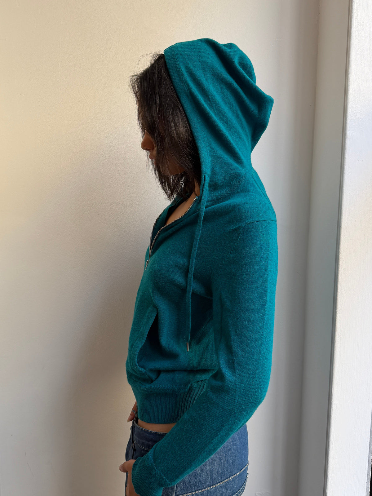 Burberry Teal Cashmere Hoodie