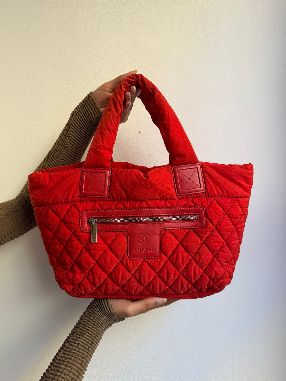Chanel Red Coco Cocoon Quilted Tote Bag