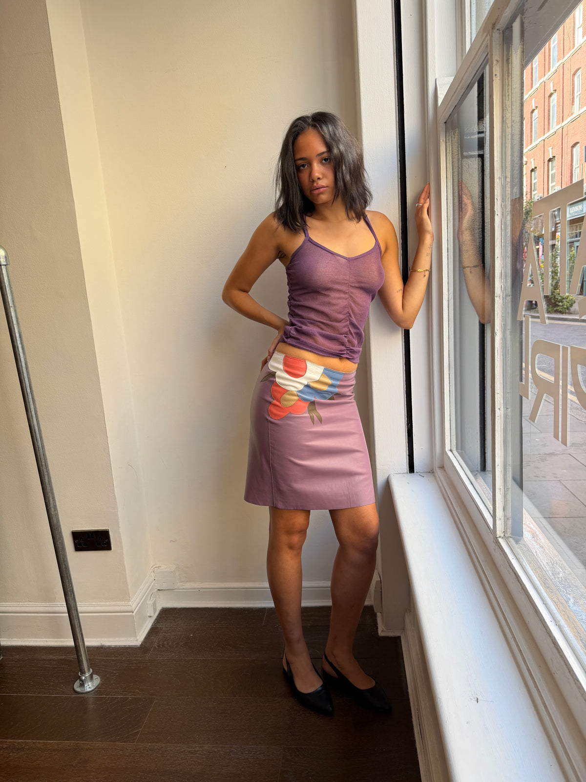 Fendissime  Lilac Leather Skirt