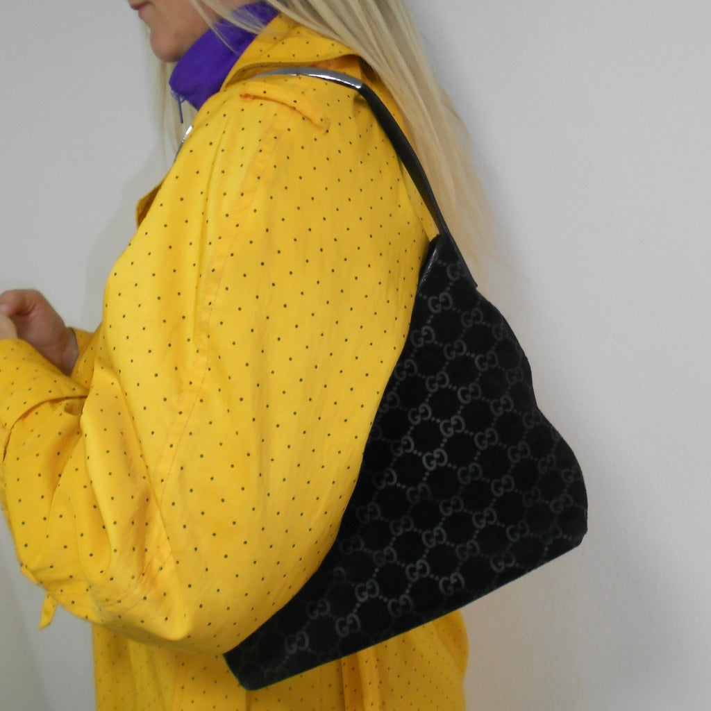 Gucci Suede Monogram Hobo Bag