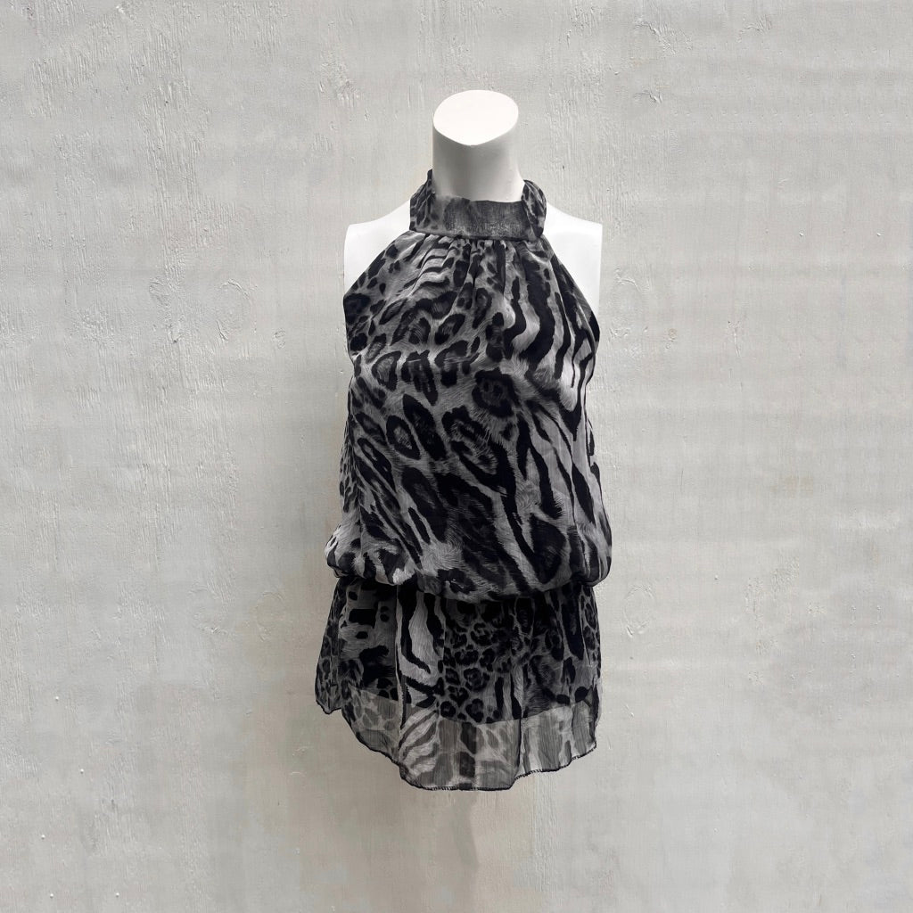 Grey Leopard Print Halter Top