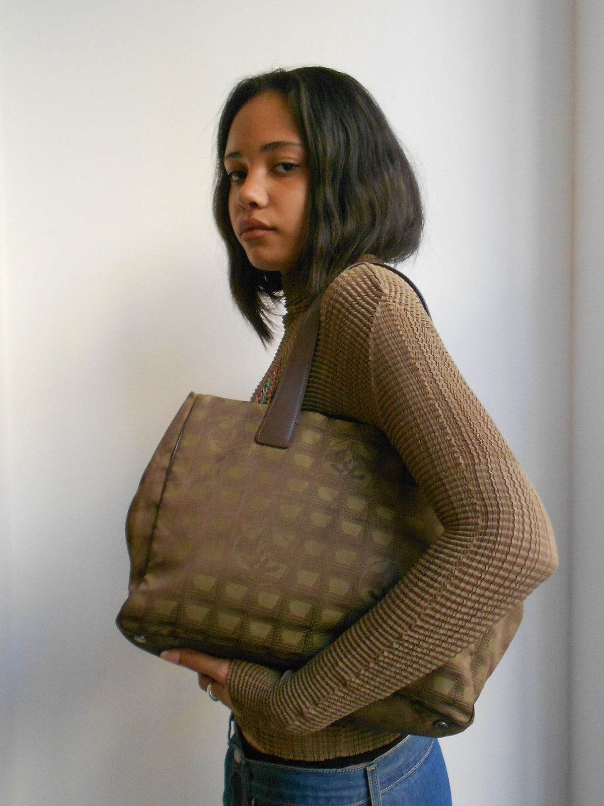 Chanel Brown Travel Line Tote Bag