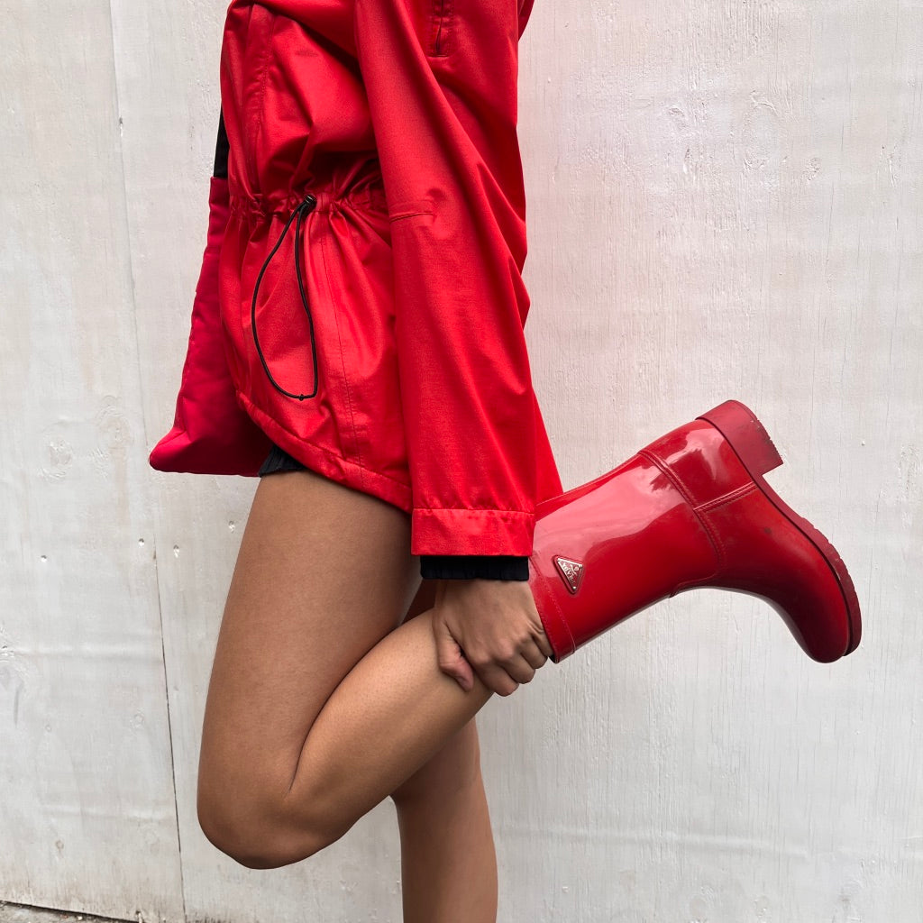 Prada Red Wellies