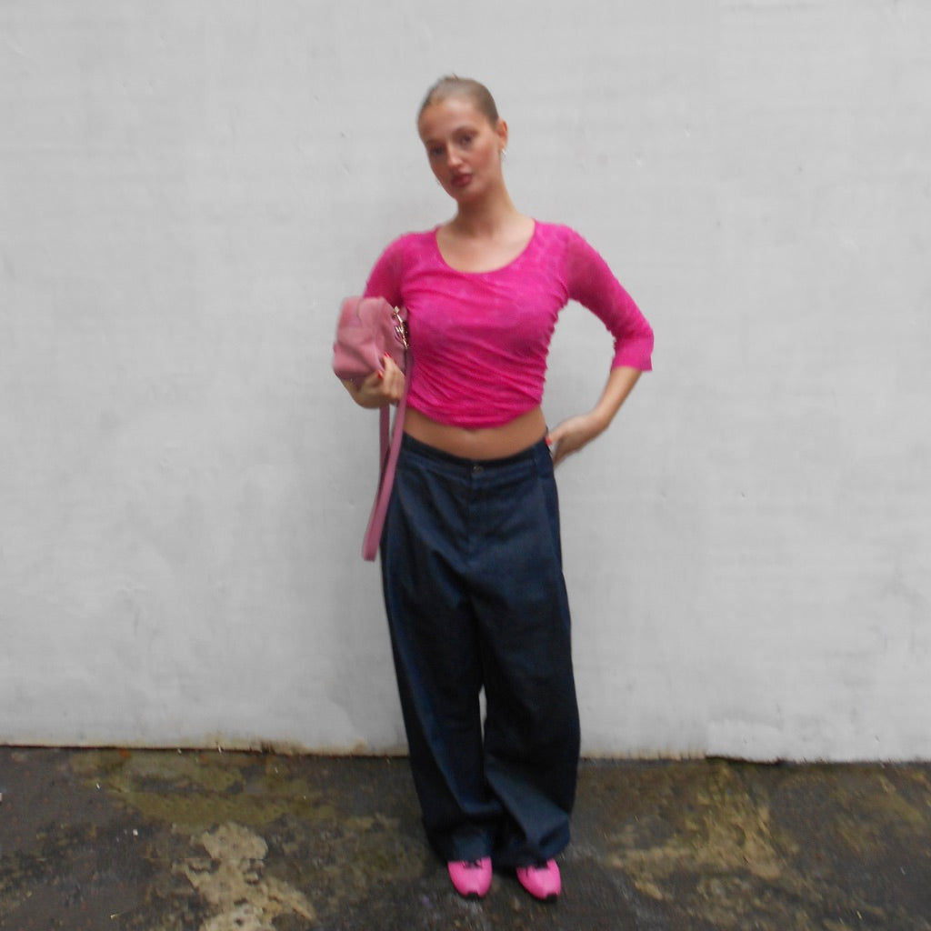 Cavalli Jeans Pink Mesh Top