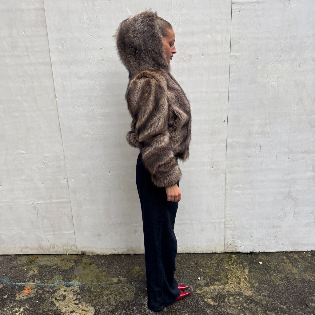 Vintage Fur Hooded Jacket