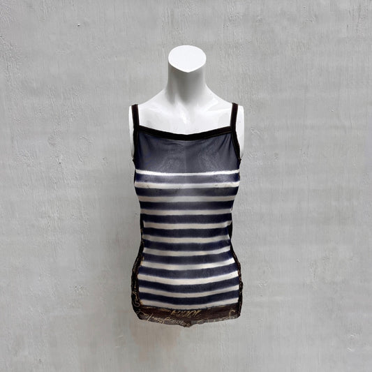 Jean Paul Gaultier Maille SS 2001 Sailor Stripe Mesh Top