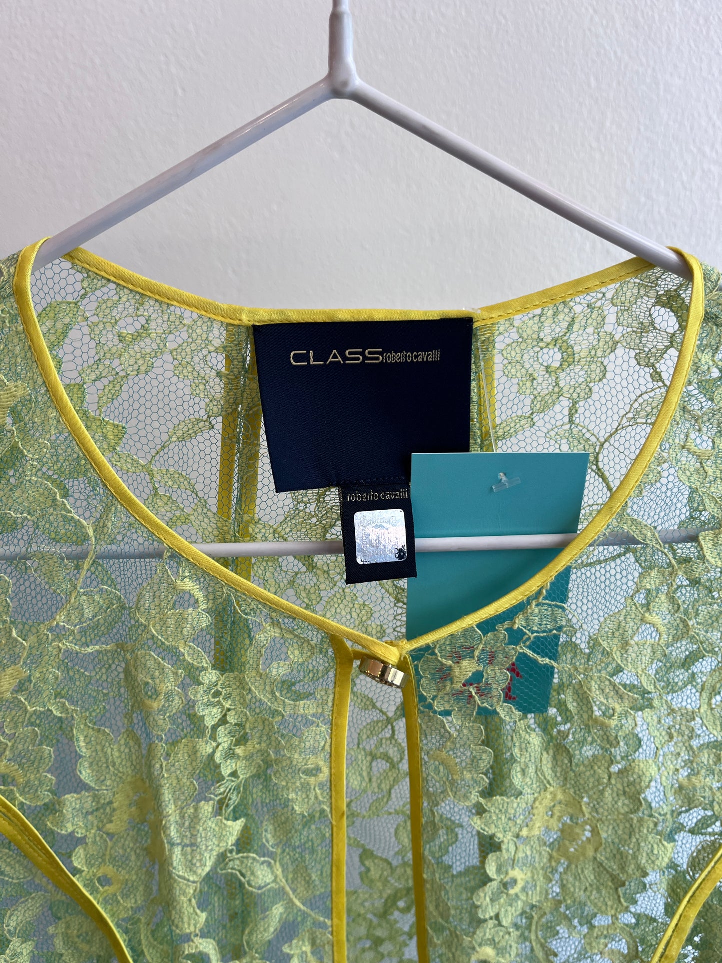 Roberto Cavalli Green and Yellow Lace Jacket